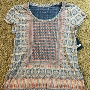 Lucky Brand Boho Mixed Print Short Sleeve Top Small NWT